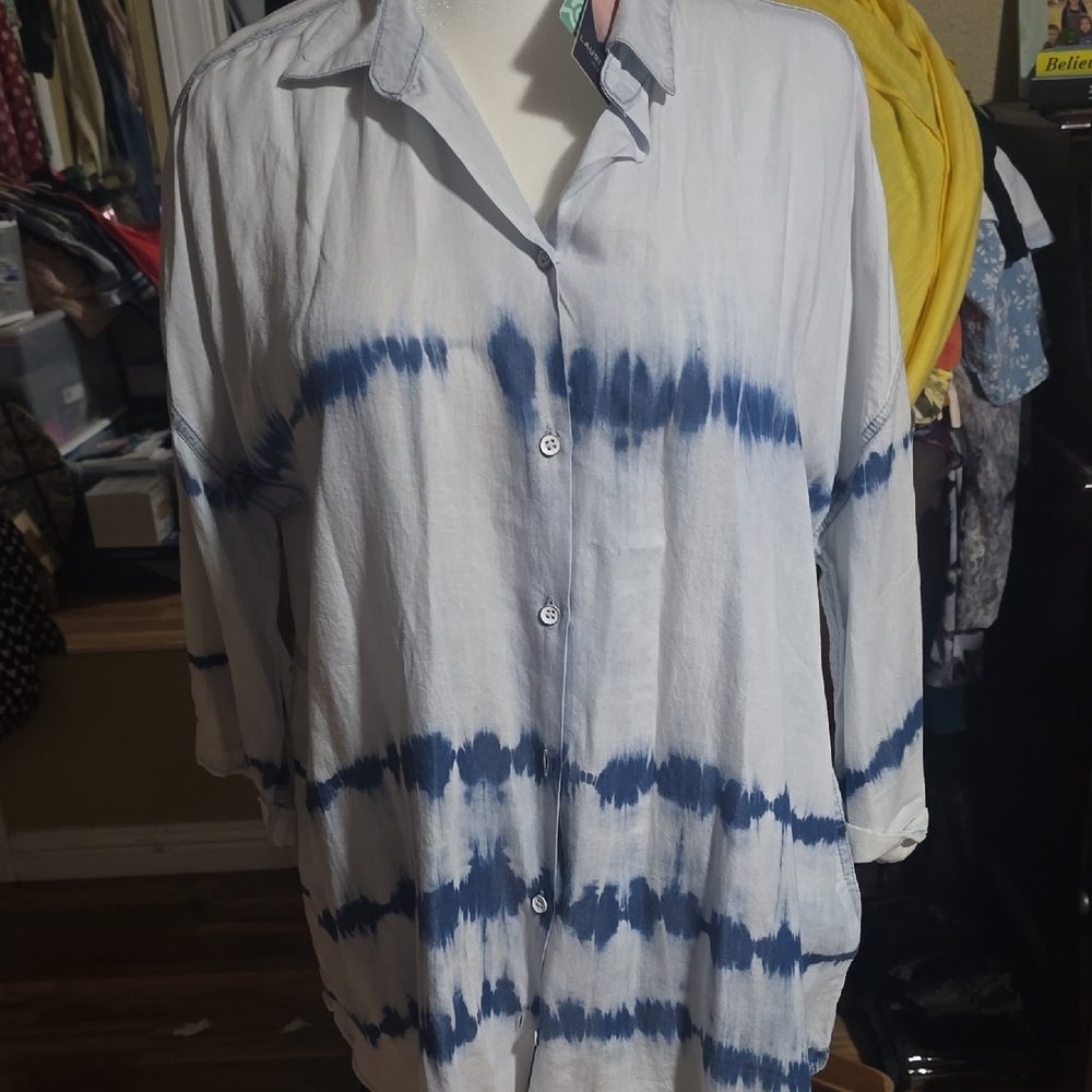 Laurie Felt Blue and White Denim Shirt